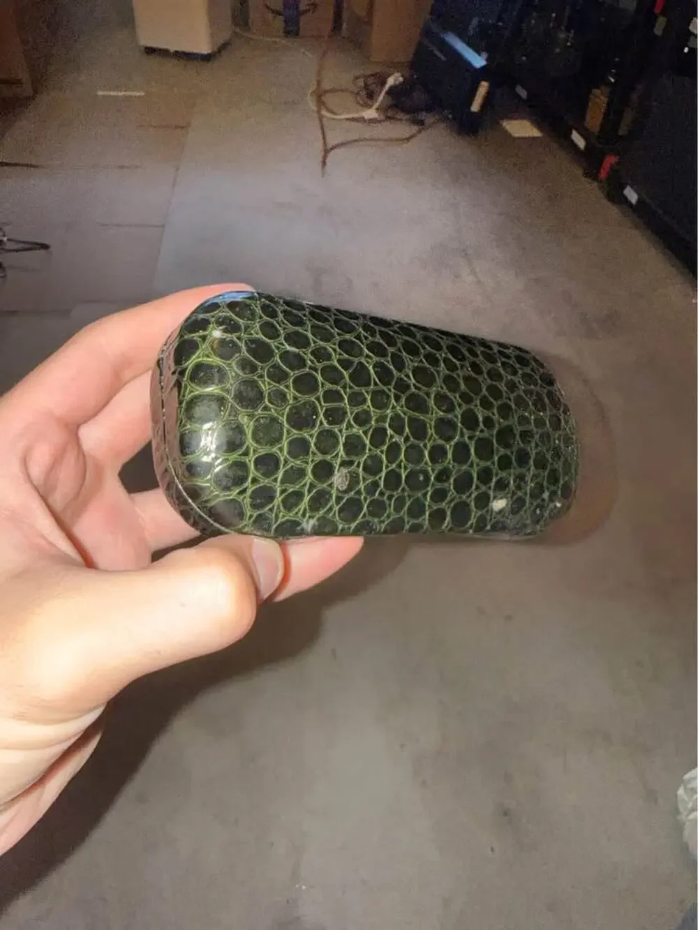 Vintage Reptile Like Skin Green Leather Women Fashion Sunglass Sunglasses Case